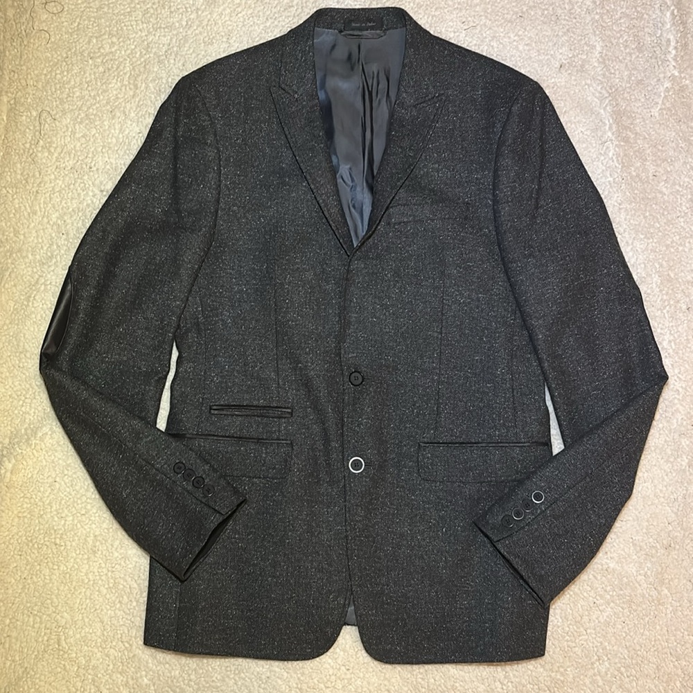 Calvin Klein Charcoal Gray Black Wool & Silk Blend 40L Jacket Blazer